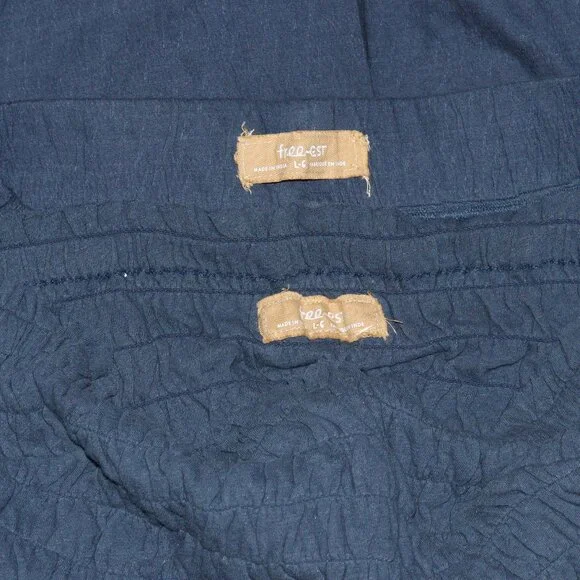 Free People Solange Set Deep Seas Ruffled Pull-On Wide-Leg Smocked Top & Pants - Picture 7 of 7